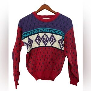 Vintage 90’s Gitano Acrylic Knit Abstract Print Sweater / Large
